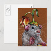 Rat in Gekke Tulp Pet Briefkaart (Voorkant / Achterkant)