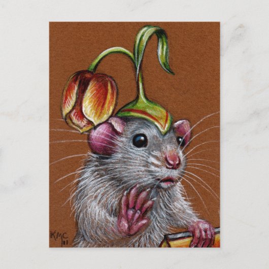 Rat in Gekke Tulp Pet Briefkaart (Voorkant)