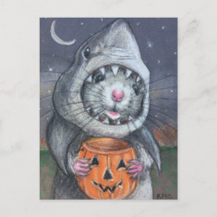 Rat in haaienkostume Halloween kmcoriginals Briefkaart