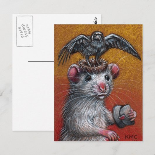 Rat in Raven Pet Briefkaart (Voorkant / Achterkant)