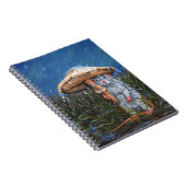 Rat in regen onder paddenstoel notebook notitieboek (Rechterzijde)