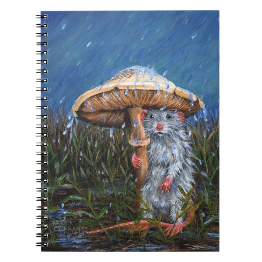 Rat in regen onder paddenstoel notebook notitieboek (Voorkant)
