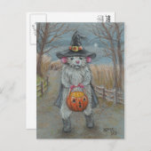 Rat in Witch Costume Halloween briefkaart (Voorkant / Achterkant)