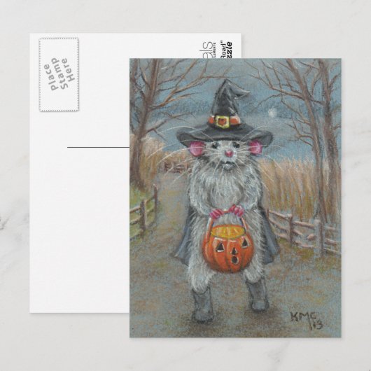 Rat in Witch Costume Halloween briefkaart (Voorkant / Achterkant)