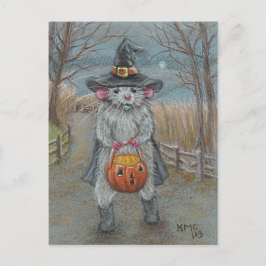 Rat in Witch Costume Halloween briefkaart (Voorkant)