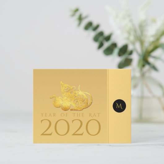 Rat Jaar 2020 Briefkaart van Elegant Monogram (Staand voorkant)