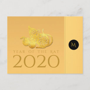 Rat Jaar 2020 Briefkaart van Elegant Monogram