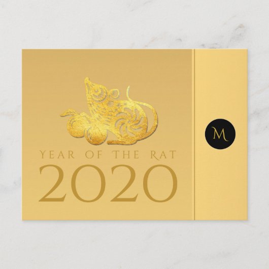Rat Jaar 2020 Briefkaart van Elegant Monogram (Voorkant)