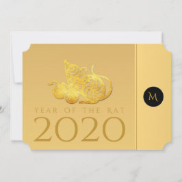 Rat Jaar 2020 Kaart van de Elegant Monogram Party