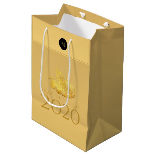 Rat Jaar 2020 vruchten Elegant Monogram M Gift bag Medium Cadeauzakje (Voorkant Gekanteld)