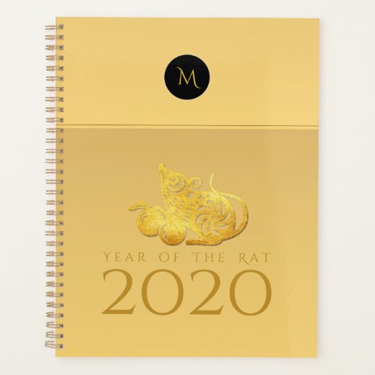 Rat Jaar 2020 vruchten Elegant Monogram Planner (Voorkant)