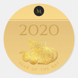 Rat Jaar 2020 vruchten Elegant Monogram R Sticker