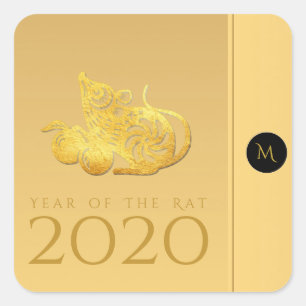 Rat Jaar 2020 vruchten Elegant Monogram S Sticker