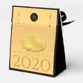 Rat Jaar 2020 vruchten Elegant Monogram T Favor Bo Bedankdoosjes (Achterkant)