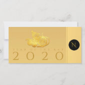 Rat jaar 2020 vruchten Elegant Monogram wenst TY C Bedankkaart (Voorkant)