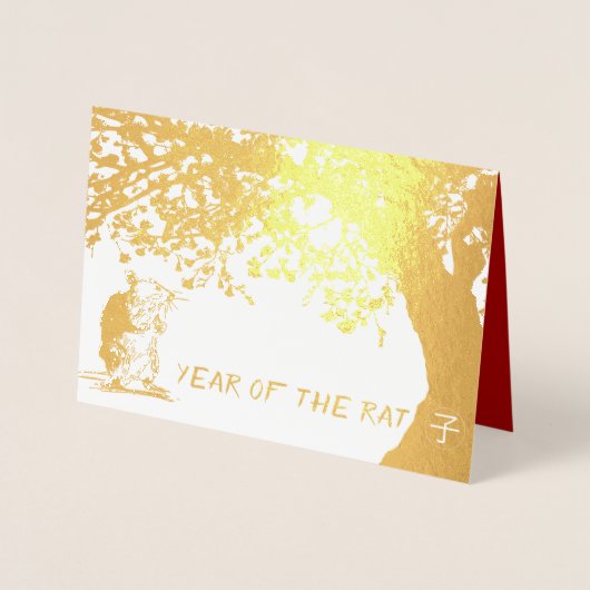 Rat Kersenboom 2020 Chinese Groet in Luxe Folie Kaarten (Voorkant)
