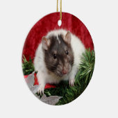 Rat kerstversiering keramisch ornament (Rechts)