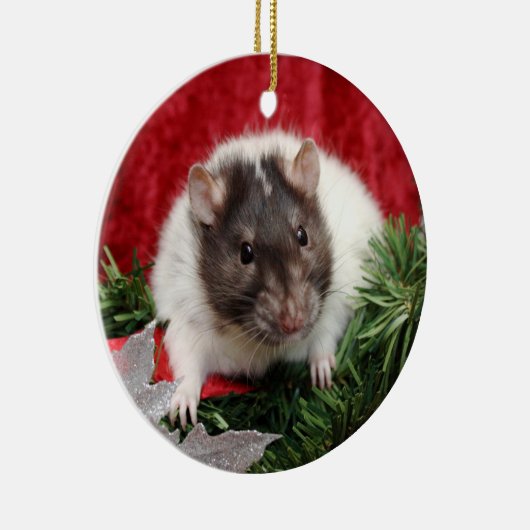 Rat kerstversiering keramisch ornament (Rechts)