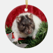 Rat kerstversiering keramisch ornament (Voorkant)