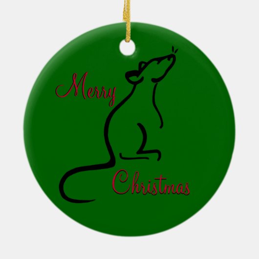 Rat kerstversiering keramisch ornament (Achterkant)