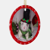 Rat kerstversiering keramisch ornament (Rechts)