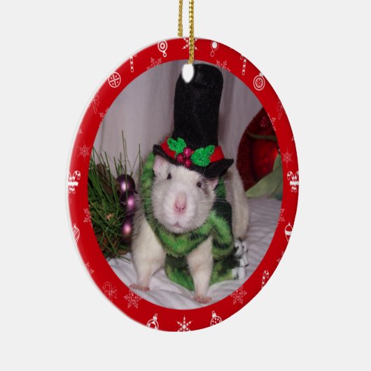 Rat kerstversiering keramisch ornament (Rechts)