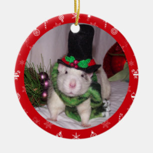 Rat kerstversiering keramisch ornament