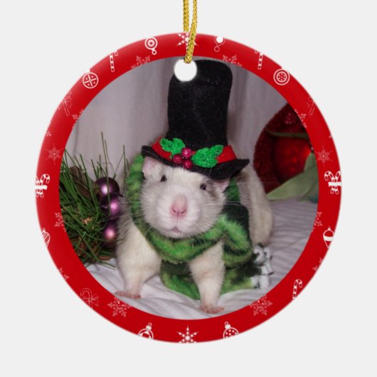 Rat kerstversiering keramisch ornament (Voorkant)