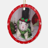 Rat kerstversiering keramisch ornament (Links)