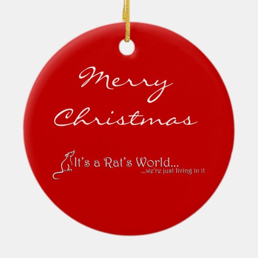 Rat kerstversiering keramisch ornament (Achterkant)
