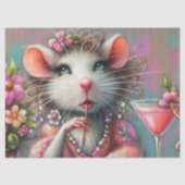  Rat Lady Met Een Martini Decoupage Tissuepapier (Voorkant)