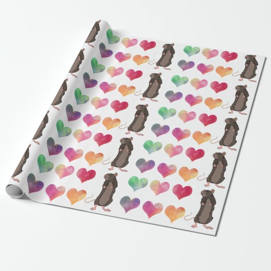 Rat Lover Wrapping Paper Cadeaupapier (Uitgerold)