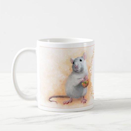 Rat met bloemen koffiemok (Links)