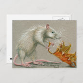 Rat met Briefkaart van Herfst met leder (Voorkant / Achterkant)