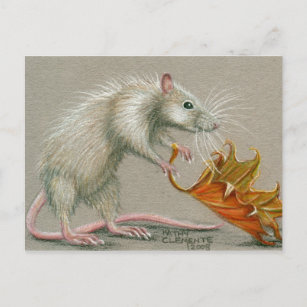 Rat met Briefkaart van Herfst met leder