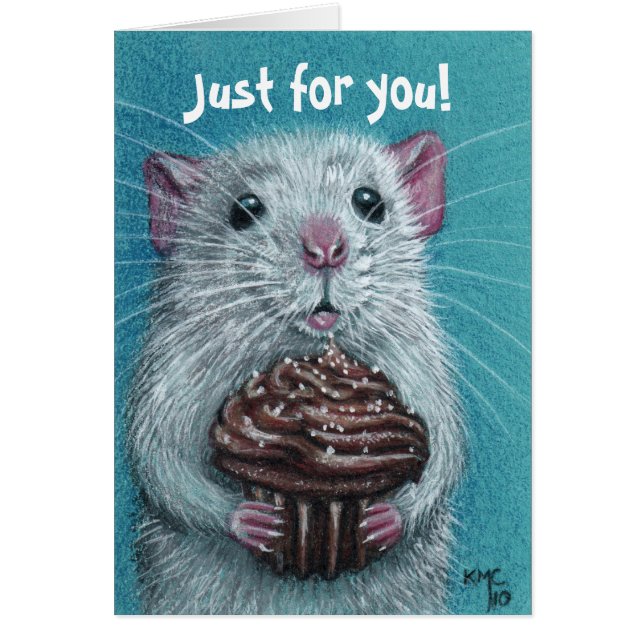 Rat met Chocolate Cupcake-kaart (Voorkant)