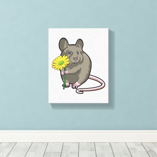 Rat met gele ventilator canvas afdruk (Insitu (Houten vloer))