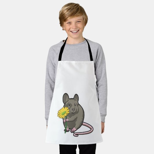 Rat met gele ventilator schort (Gedragen)