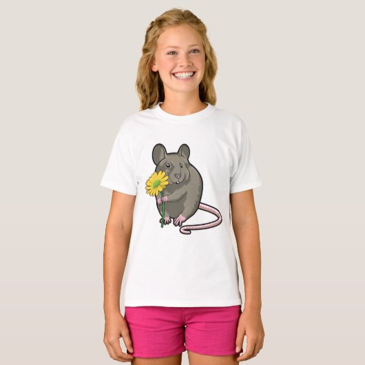 Rat met gele ventilator t-shirt (Voorkant volledig)