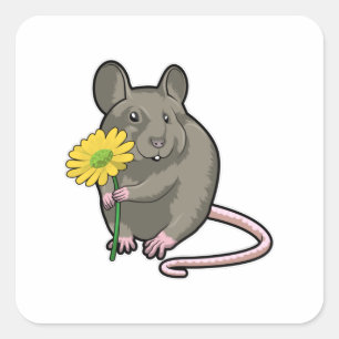 Rat met gele ventilator vierkante sticker