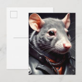 Rat met leren jas briefkaart (Voorkant / Achterkant)
