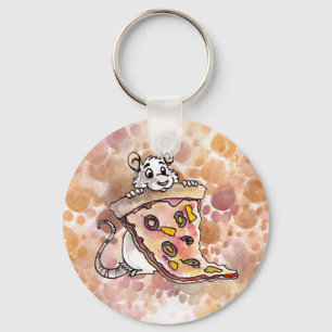Rat met Pizza Sleutelhanger