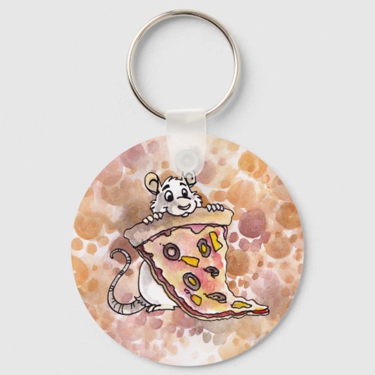 Rat met Pizza Sleutelhanger (Voorkant)