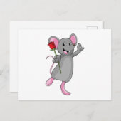 Rat met roos bloem briefkaart (Voorkant / Achterkant)