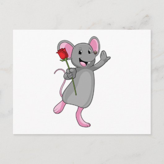 Rat met roos bloem briefkaart (Voorkant)