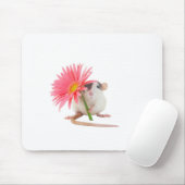 Rat met roze bloem muismat (Met muis)