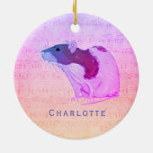 Rat met roze tas Jouw naam toevoegen Rat Keramisch Ornament (Achterkant)