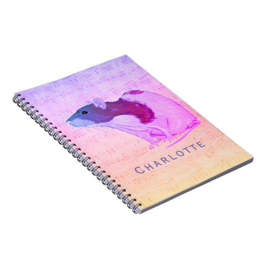 Rat met roze tas Jouw naam toevoegen Rat Notitieboek (Rechterzijde)