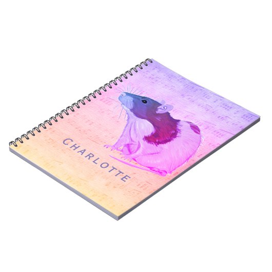 Rat met roze tas Jouw naam toevoegen Rat Notitieboek (Linkerzijde)