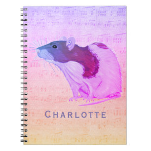 Rat met roze tas Jouw naam toevoegen Rat Notitieboek